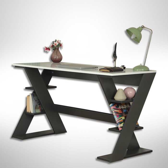 Hanah Home Lungo Escritorio de Estudio Antracita y Blanco